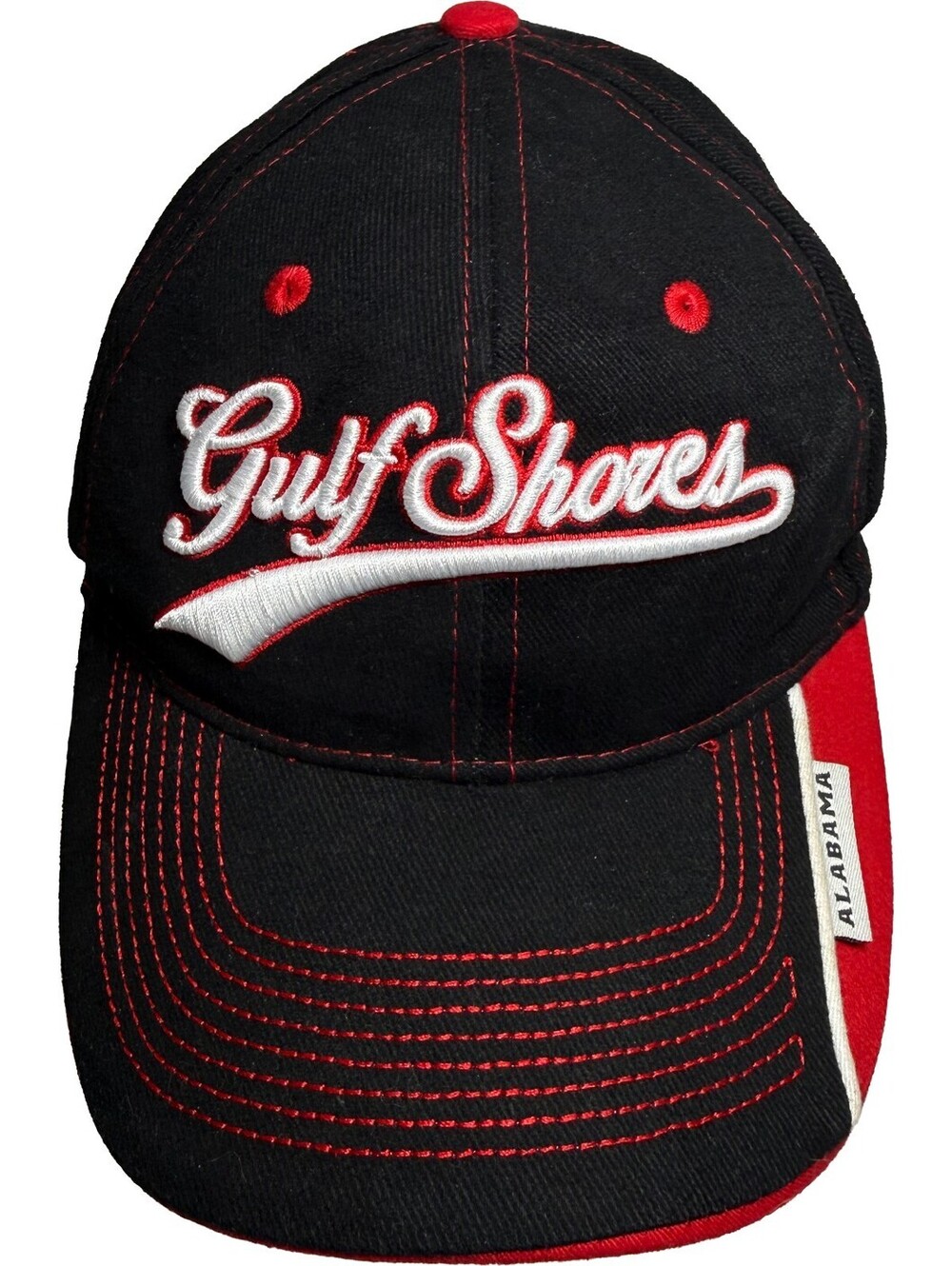 Gulf Shores Alabama Hat Red Black White Strapback Cap 1 Sz Beach Club Promotions